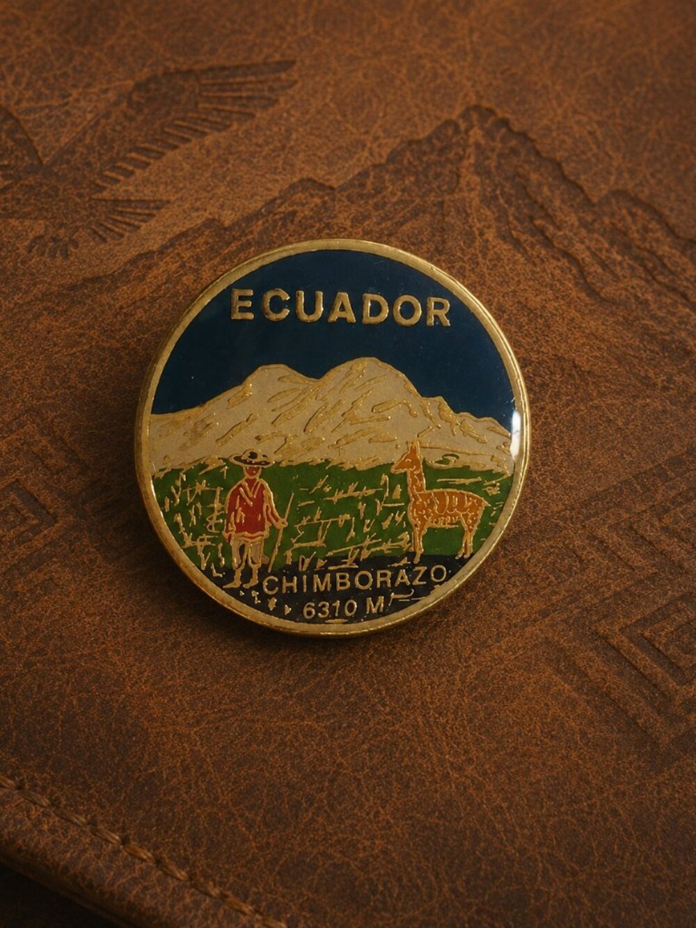 Ecuador Mount Chimborazo Vintage Souvenir Travel Lapel Pin - South America Llama